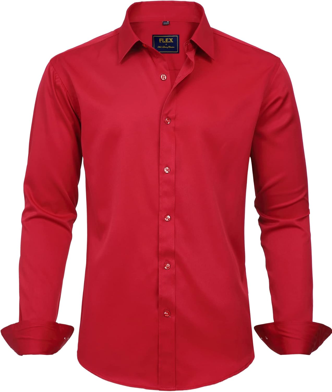 J.VER Men's Dress Shirts Solid Long Sleeve Stretch Wrinkle-Free Formal Shirt Business Casual Button Down Shirts