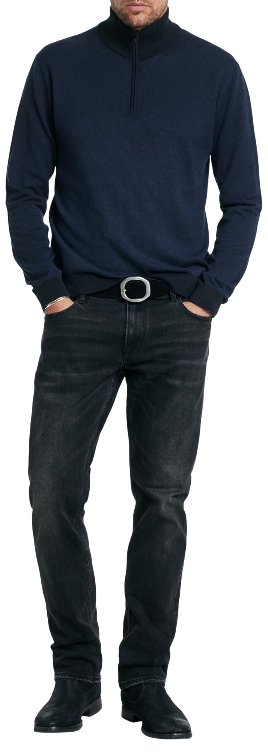 John Varvatos Men's Grand Birdseye Half Zip
