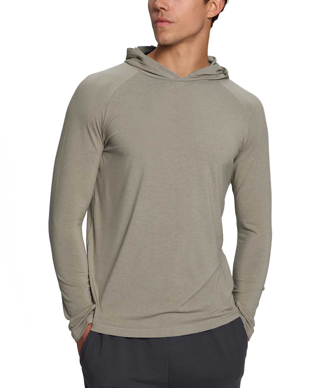 BAMBOO COOL Men's UPF 50+ Athletic Sun Protection Hoodies Long Sleeve SPF Fishing Thumbhole Shirts Hooded Soft Lightweight