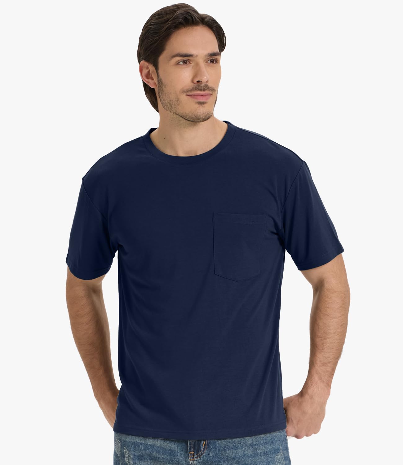 BAMBOO COOL Men's Pocket T-Shirts Heavy Weight Moisture-Wicking Tee Shirts Crewneck Short Sleeve T Shirts