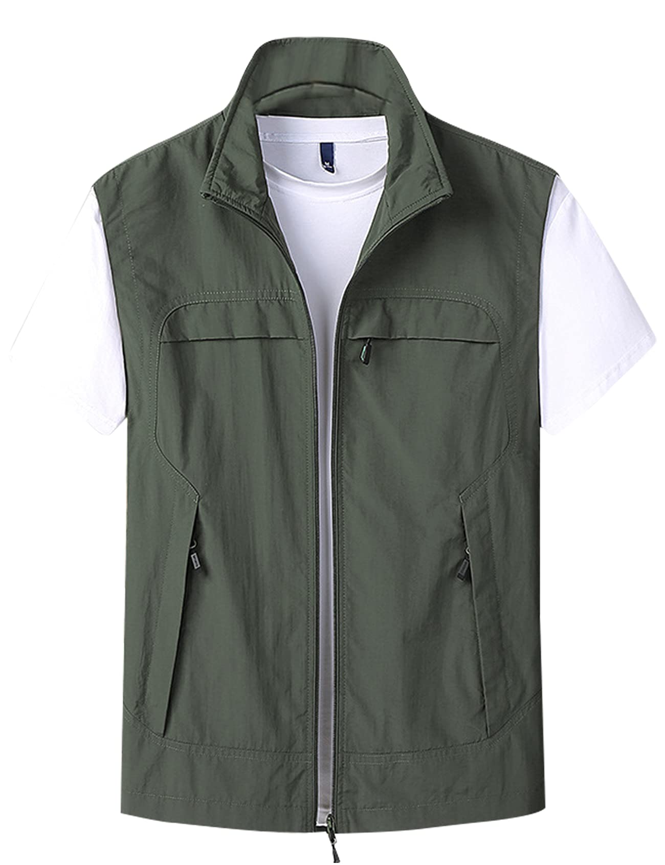 Gihuo Mens Casual Lightweight Travel Vest Summer Utility Safari Vest Sleeveless Jackets for Travel Hiking Fishing