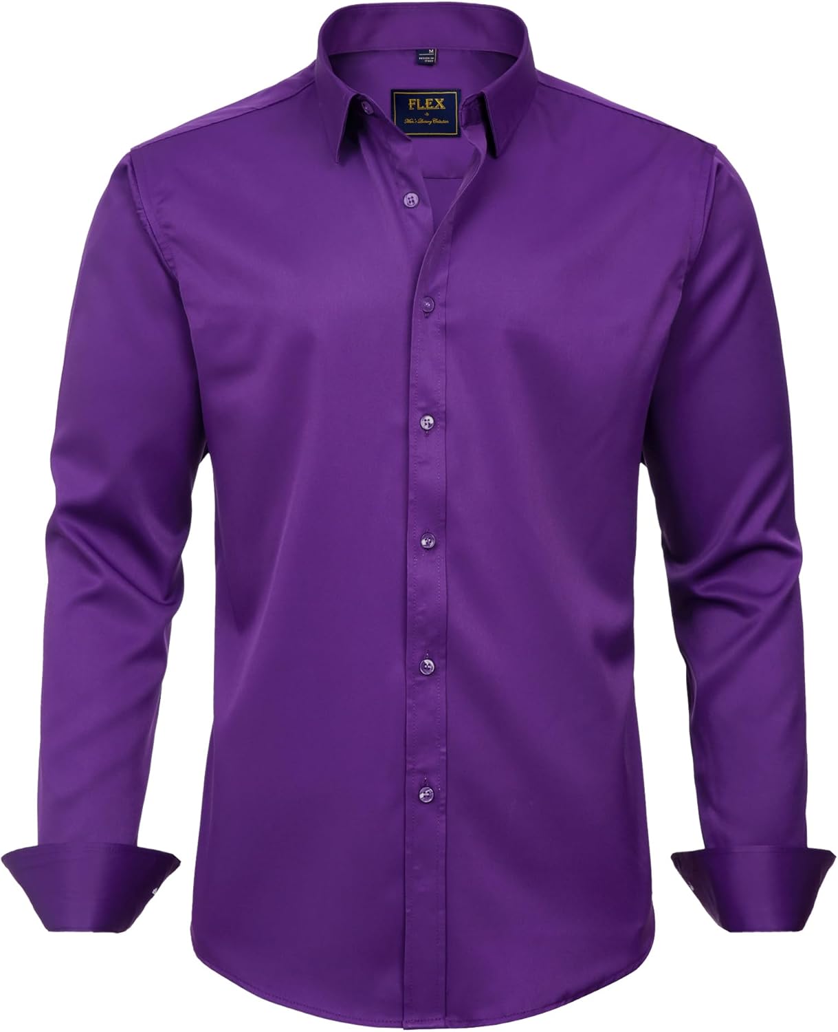 J.VER Men's Dress Shirts Solid Long Sleeve Stretch Wrinkle-Free Formal Shirt Business Casual Button Down Shirts