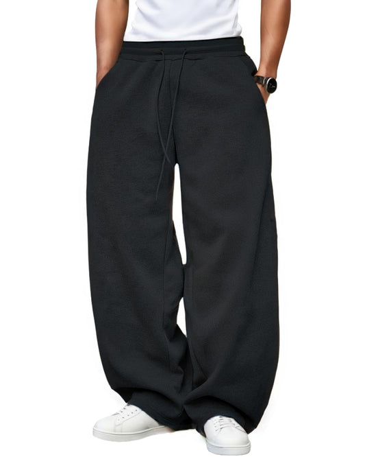 Men’s Baggy Sweatpants Wide Leg with Elastic Drawstring Waist, Casual Loose Lounge Joggers with Deep Pockets Fleece Comfort