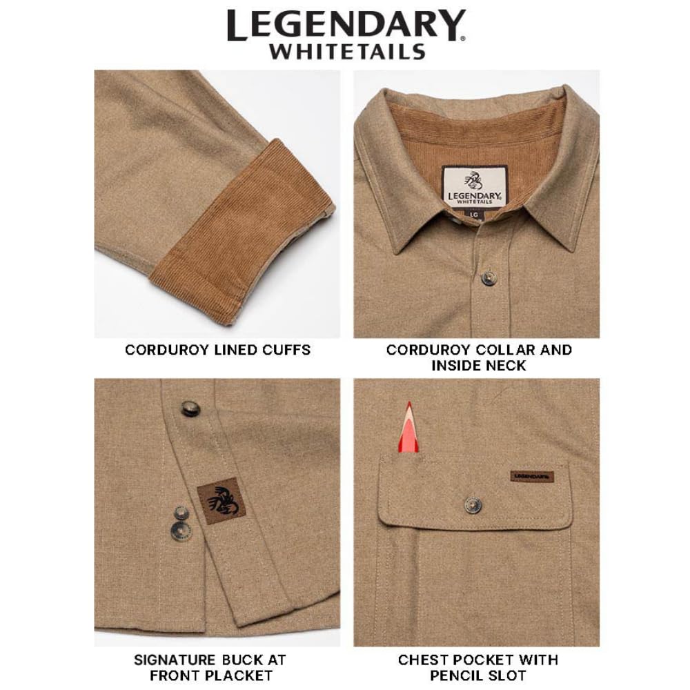 Legendary Whitetails mens Flannel Shirt Long Sleeve Button Down 100% Cotton
