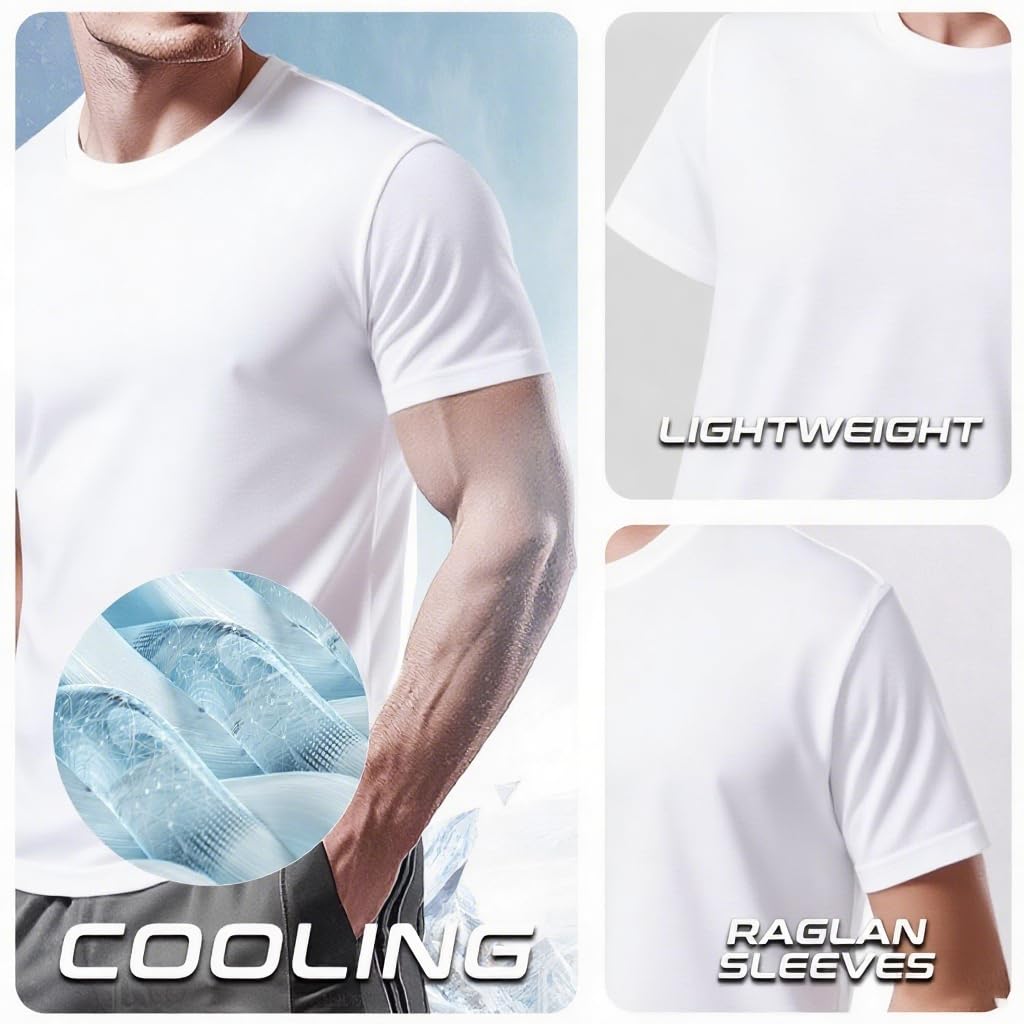 Men's Cooling Workout Shirts Bamboo Viscose Anti Odor Moisture Wicking Athletic Short Sleeve Lightweight Loose Gym Tee