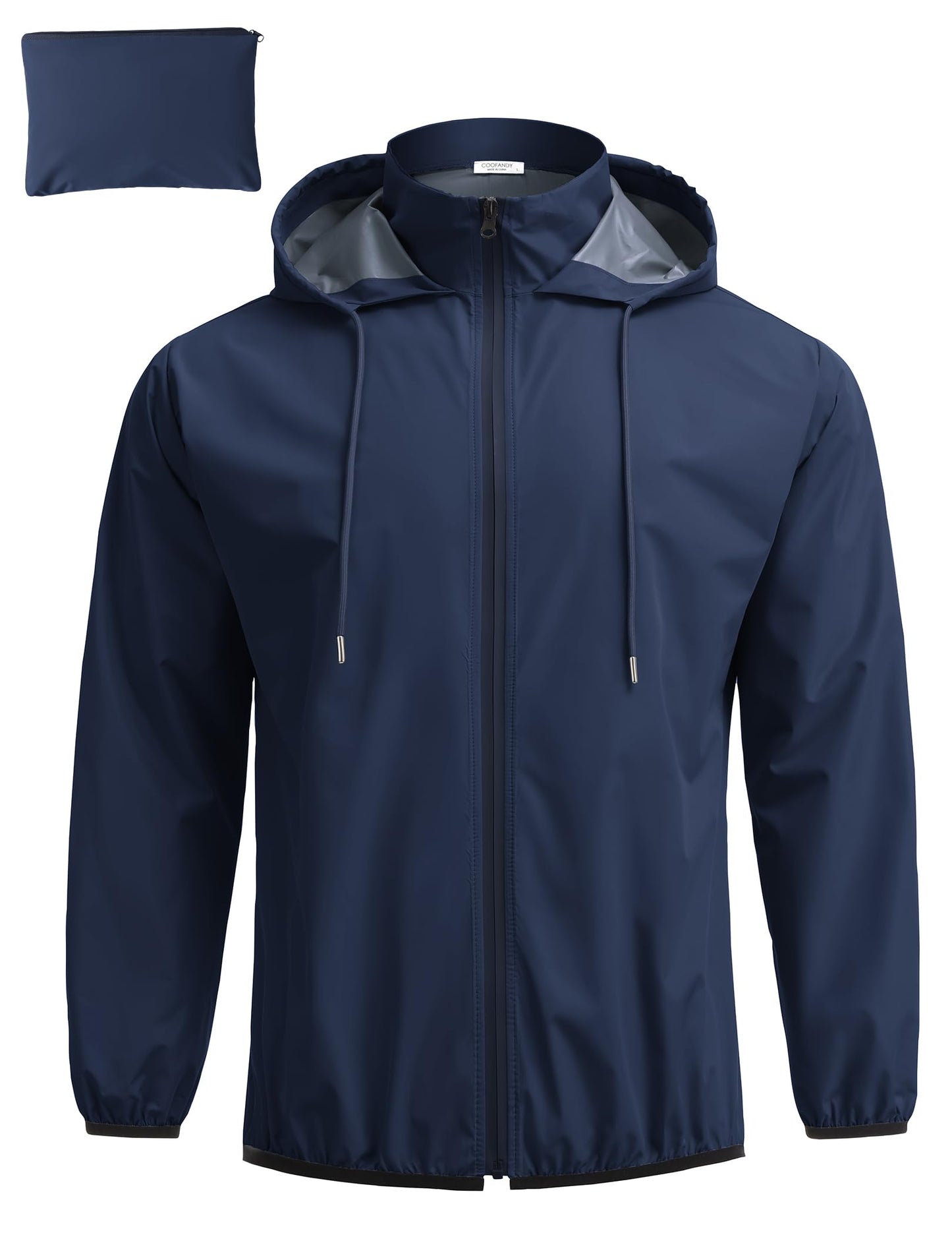 COOFANDY Men's Packable Rain Jacket Lightweight Waterproof Raincoat with Hood Travel Hiking Golf Windbreaker