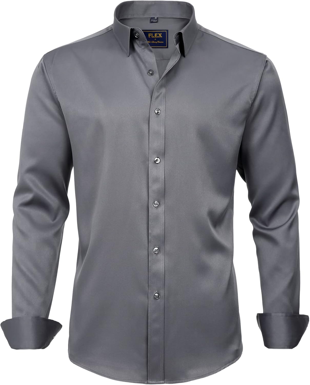 J.VER Men's Dress Shirts Solid Long Sleeve Stretch Wrinkle-Free Formal Shirt Business Casual Button Down Shirts