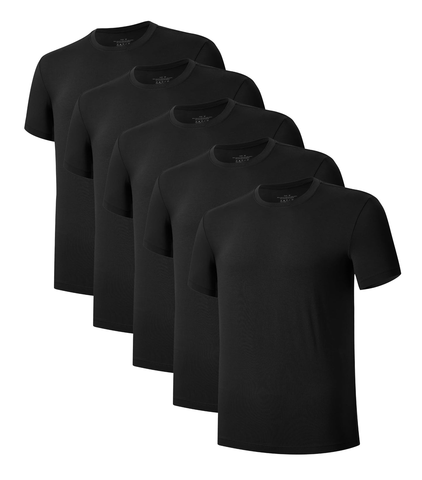 COLORFULLEAF Men's Undershirts Bamboo Rayon Short Sleeve Crewneck/V-Neck Tees Slim-fit T-Shirts 3 or 5 Pack