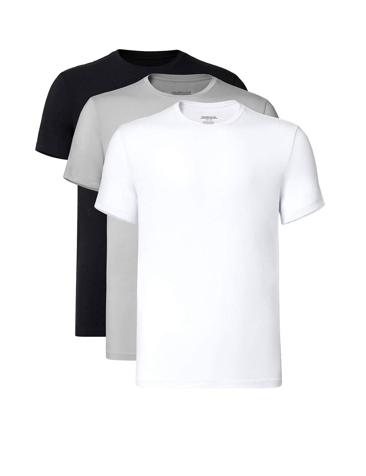 COLORFULLEAF Men's Undershirts Bamboo Rayon Short Sleeve Crewneck/V-Neck Tees Slim-fit T-Shirts 3 or 5 Pack