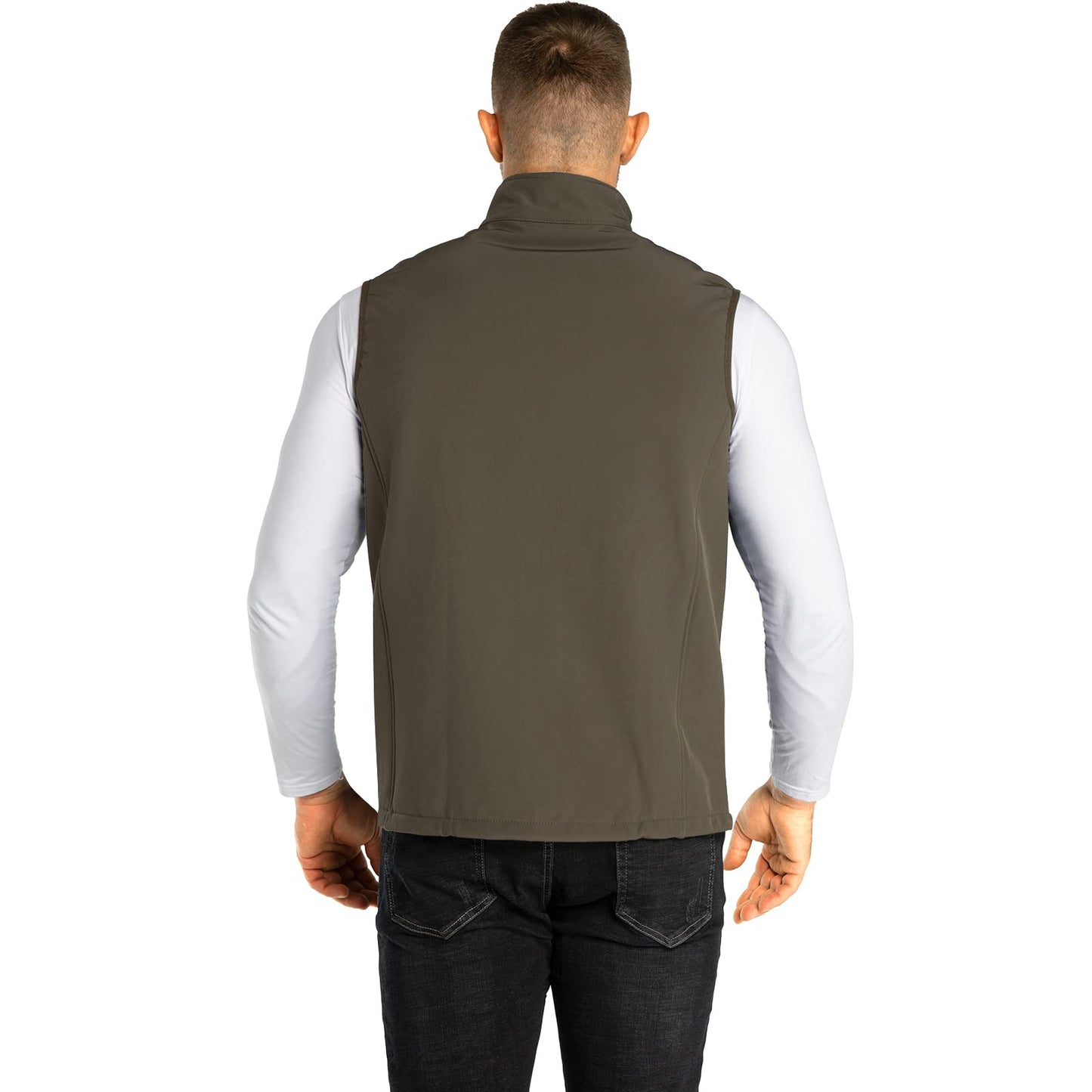 33,000ft Men's Lightweight Softshell Vest Outerwear Zip Up Fleece Lined Windproof Sleeveless Jacket for Golf Running Hiking
