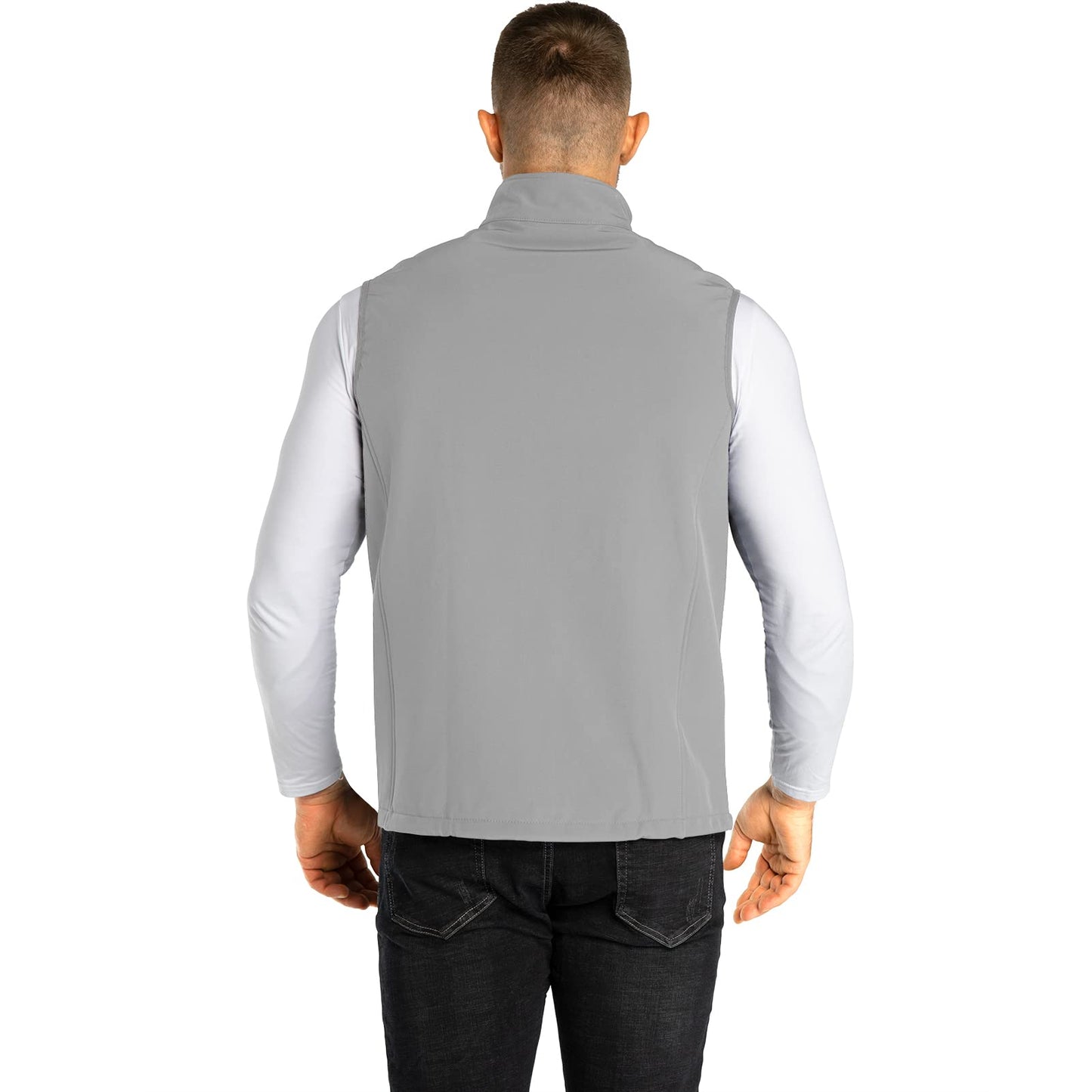 33,000ft Men's Lightweight Softshell Vest Outerwear Zip Up Fleece Lined Windproof Sleeveless Jacket for Golf Running Hiking