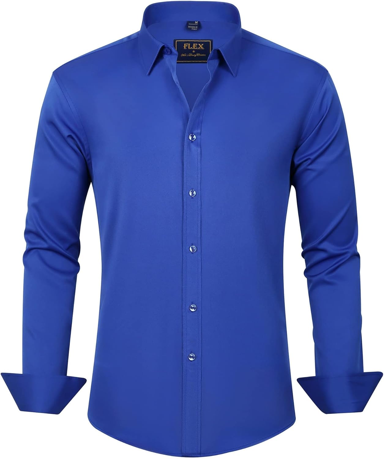 J.VER Men's Dress Shirts Solid Long Sleeve Stretch Wrinkle-Free Formal Shirt Business Casual Button Down Shirts