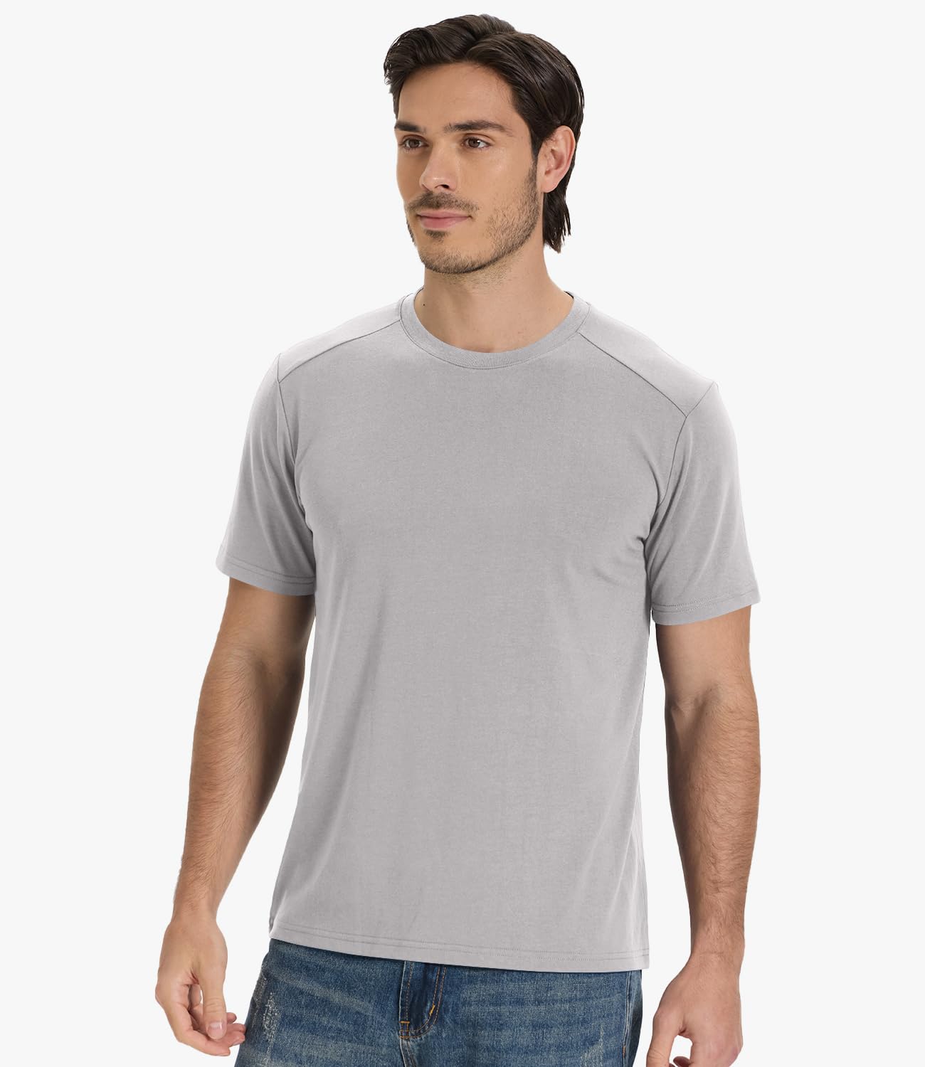BAMBOO COOL Men's T-Shirts Short Sleeve Shirt Heavyweight Crew Neck T Shirt for Man Soft Moisture Wicking Casual Tees