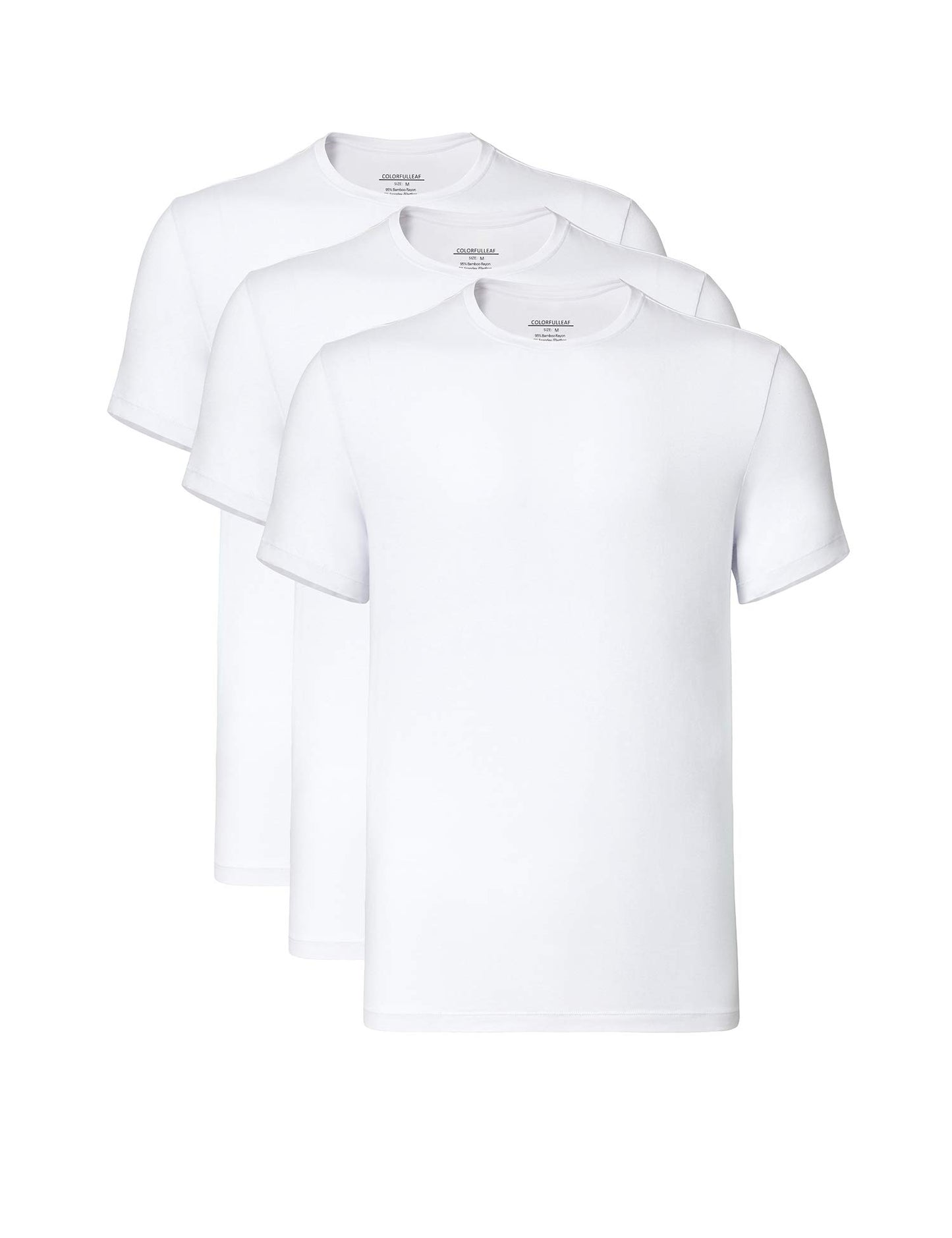 COLORFULLEAF Men's Undershirts Bamboo Rayon Short Sleeve Crewneck/V-Neck Tees Slim-fit T-Shirts 3 or 5 Pack