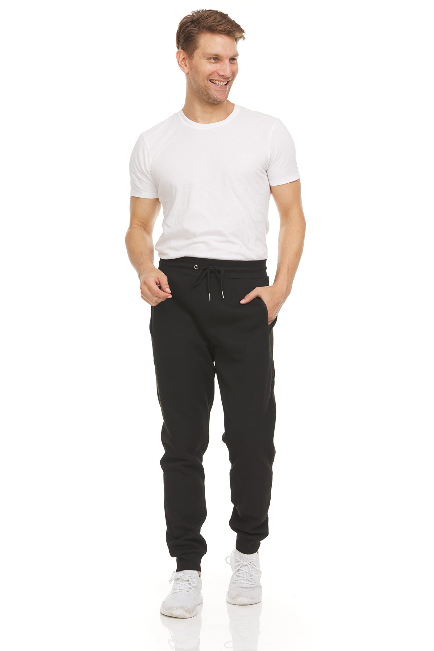 PURE CHAMP Mens 3 Pack Fleece Active Athletic Workout Jogger Sweatpants for Men with Zipper Pocket and Drawstring Size S-3XL