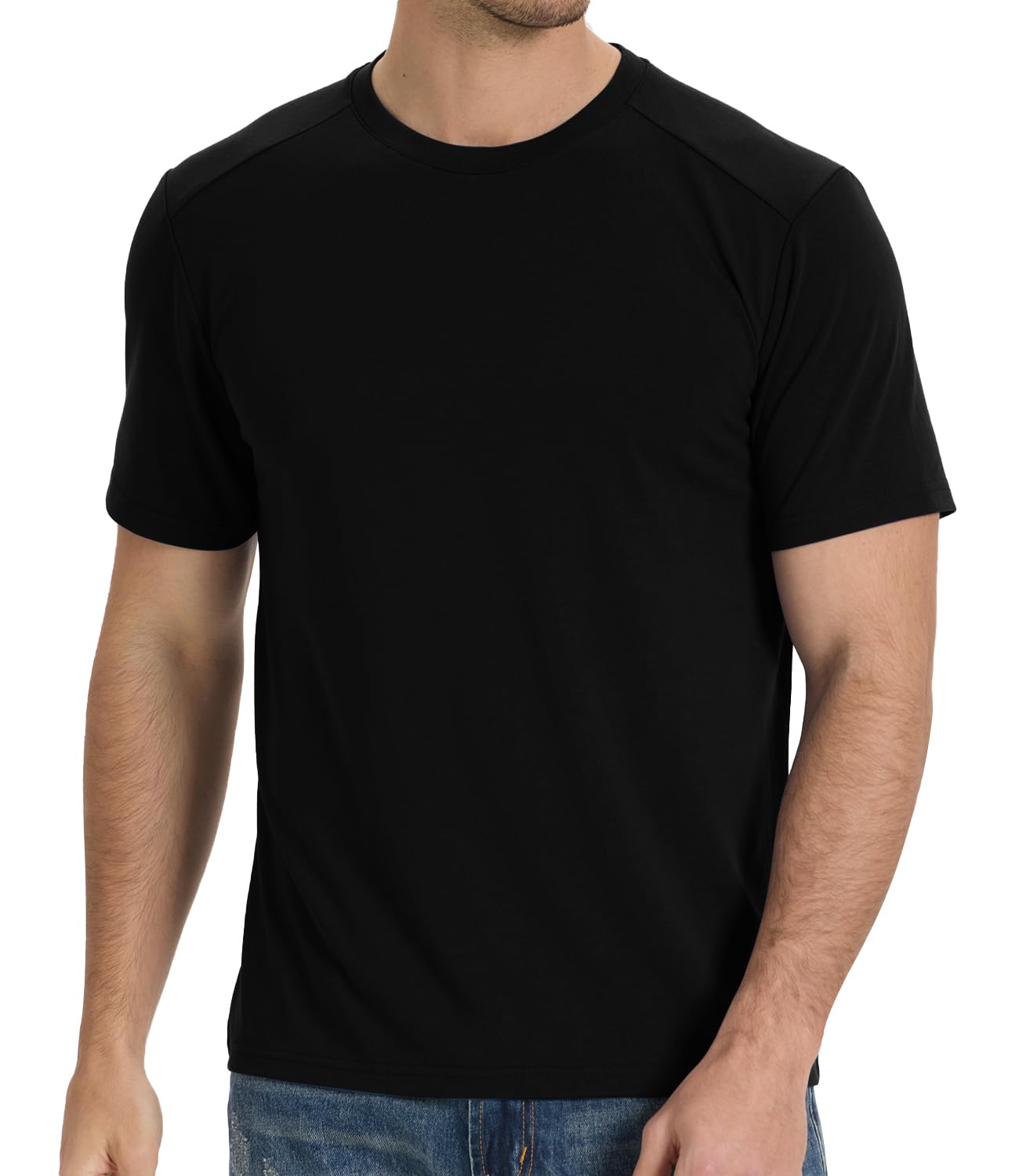 BAMBOO COOL Men's T-Shirts Short Sleeve Shirt Heavyweight Crew Neck T Shirt for Man Soft Moisture Wicking Casual Tees