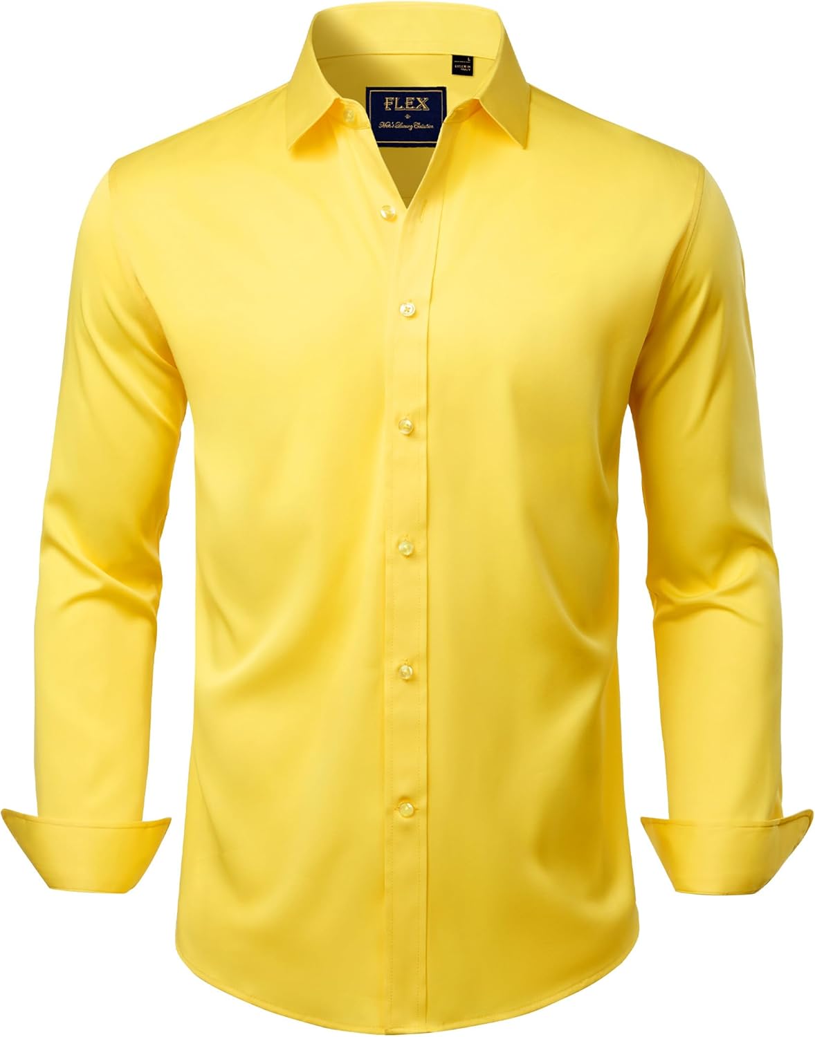 J.VER Men's Dress Shirts Solid Long Sleeve Stretch Wrinkle-Free Formal Shirt Business Casual Button Down Shirts