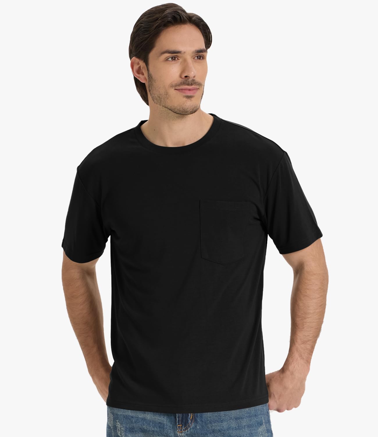 BAMBOO COOL Men's Pocket T-Shirts Heavy Weight Moisture-Wicking Tee Shirts Crewneck Short Sleeve T Shirts