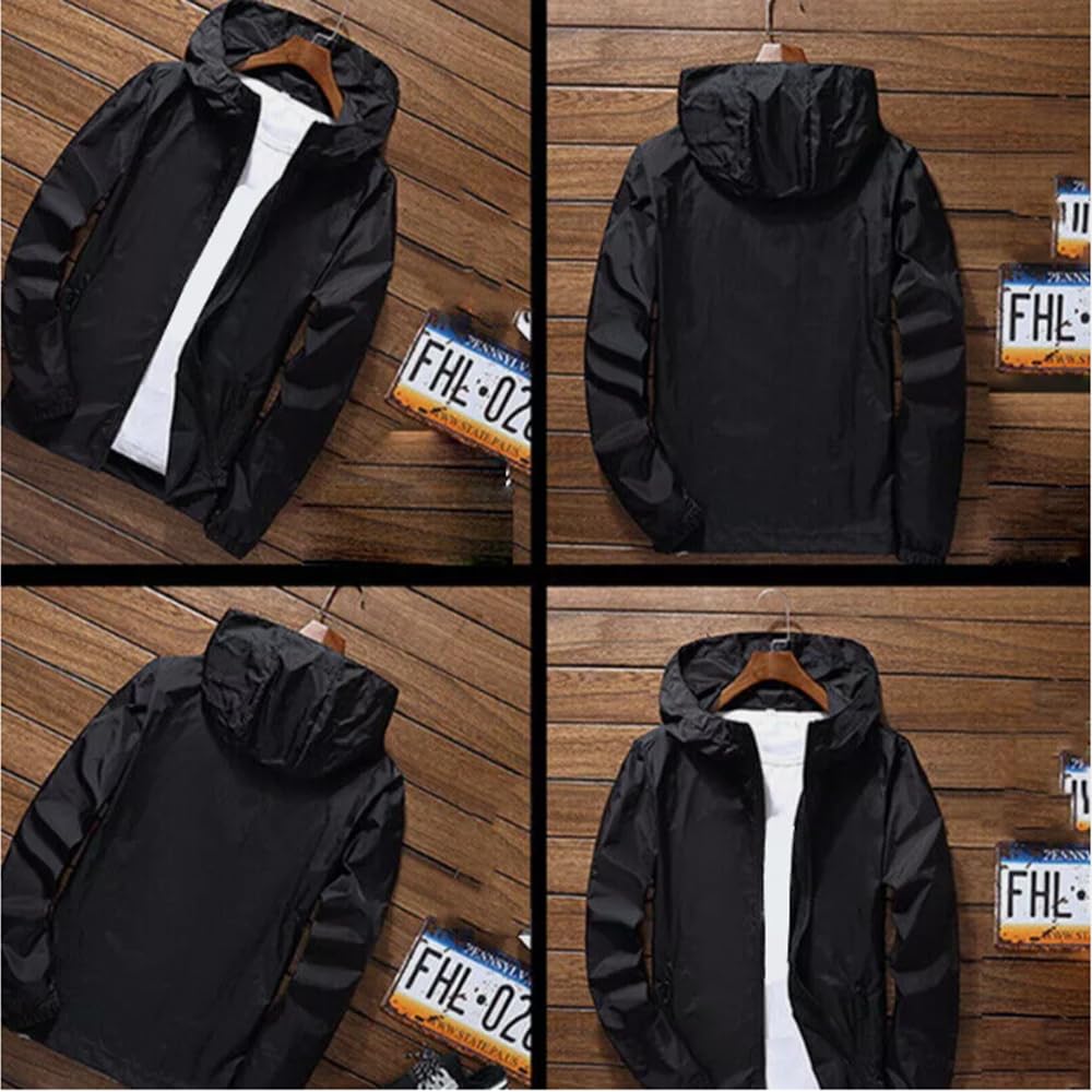 Mens Windbreaker Jackets Lightweight Hooded Zippered Jackets for Men Hiking Cycling Sportswear