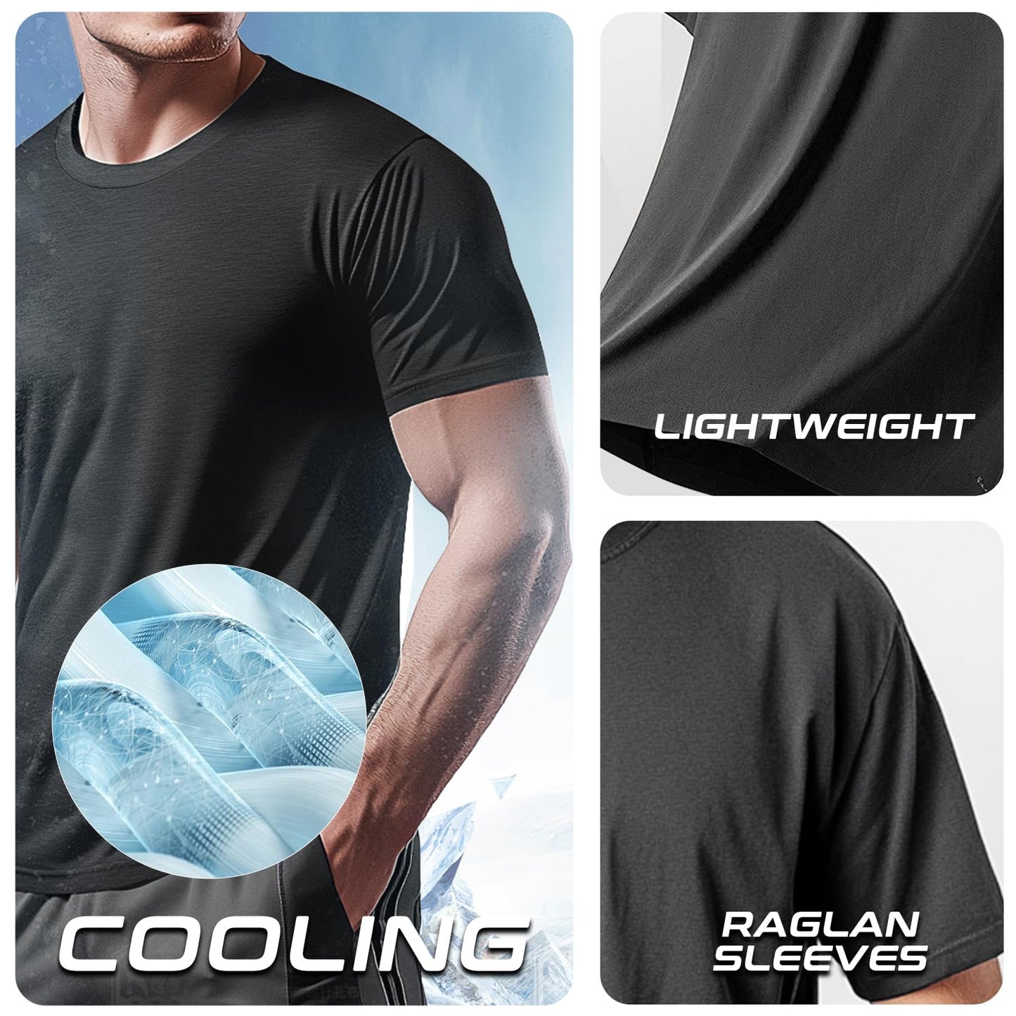 Men's Cooling Workout Shirts Bamboo Viscose Anti Odor Moisture Wicking Athletic Short Sleeve Lightweight Loose Gym Tee