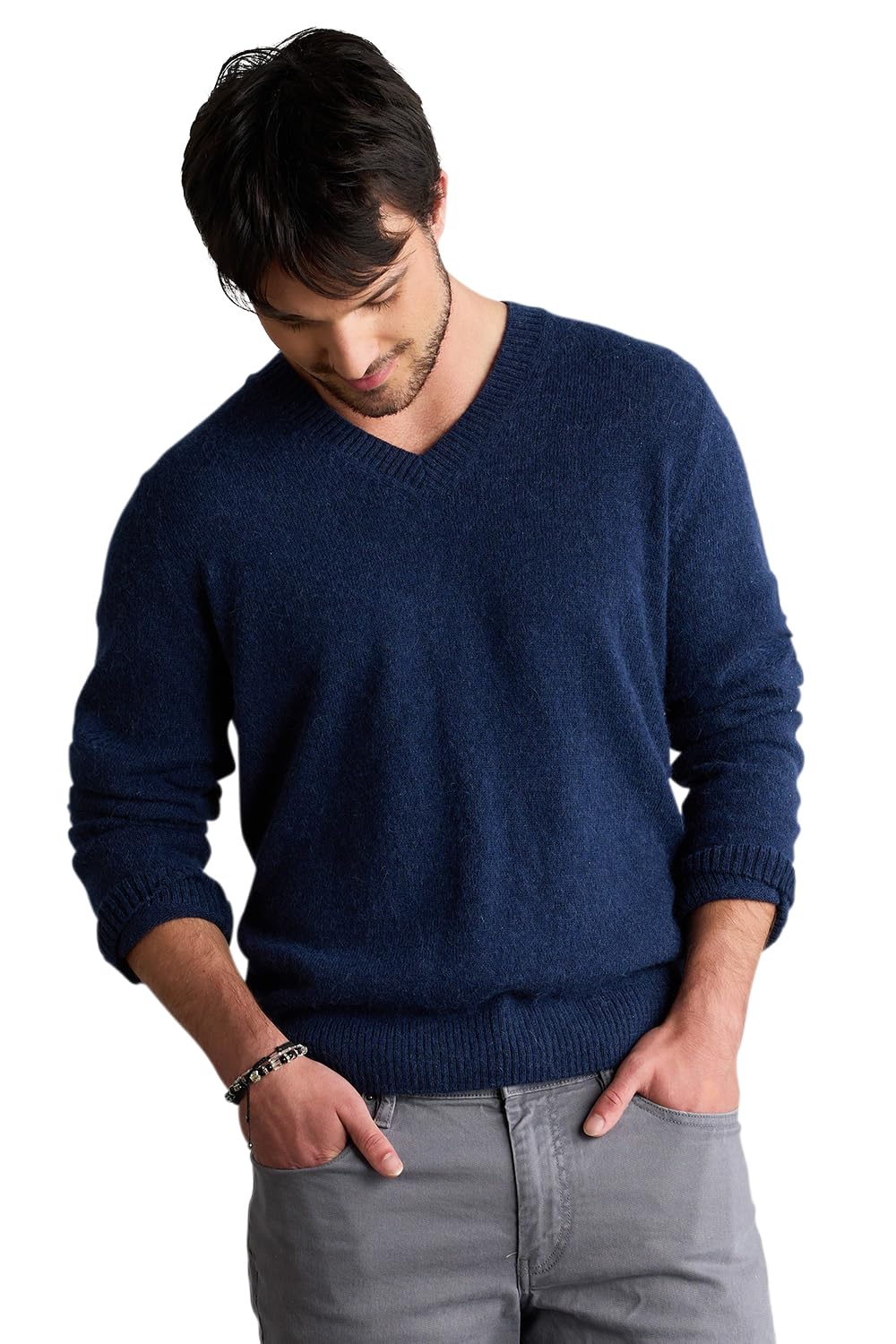 Men's Baby Alpaca V-Neck Sweater
