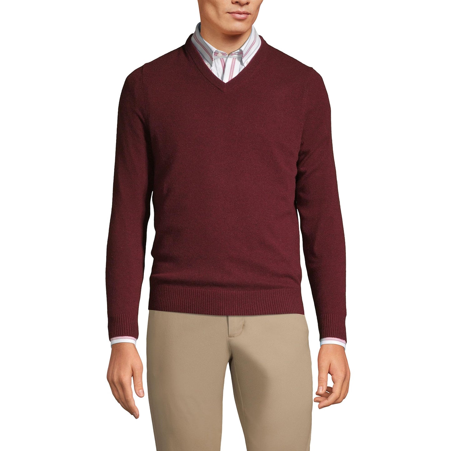 Lands' End Men's Fine Gauge Cashmere V-Neck Sweater