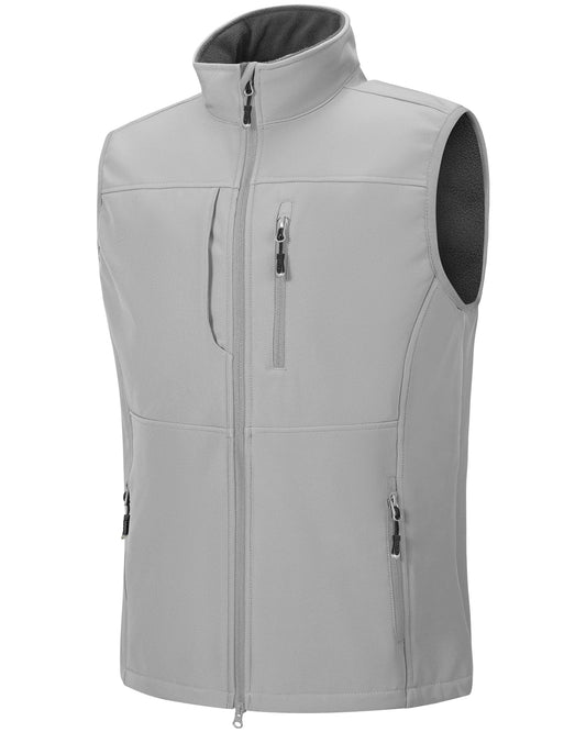 33,000ft Men's Lightweight Softshell Vest Outerwear Zip Up Fleece Lined Windproof Sleeveless Jacket for Golf Running Hiking