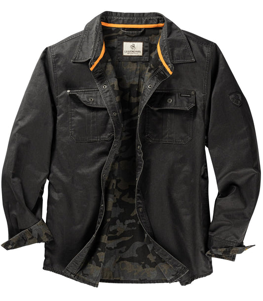 Legendary Whitetails Men's Flannel Lined Shirt Jacket Waxed Cotton Water Resistant