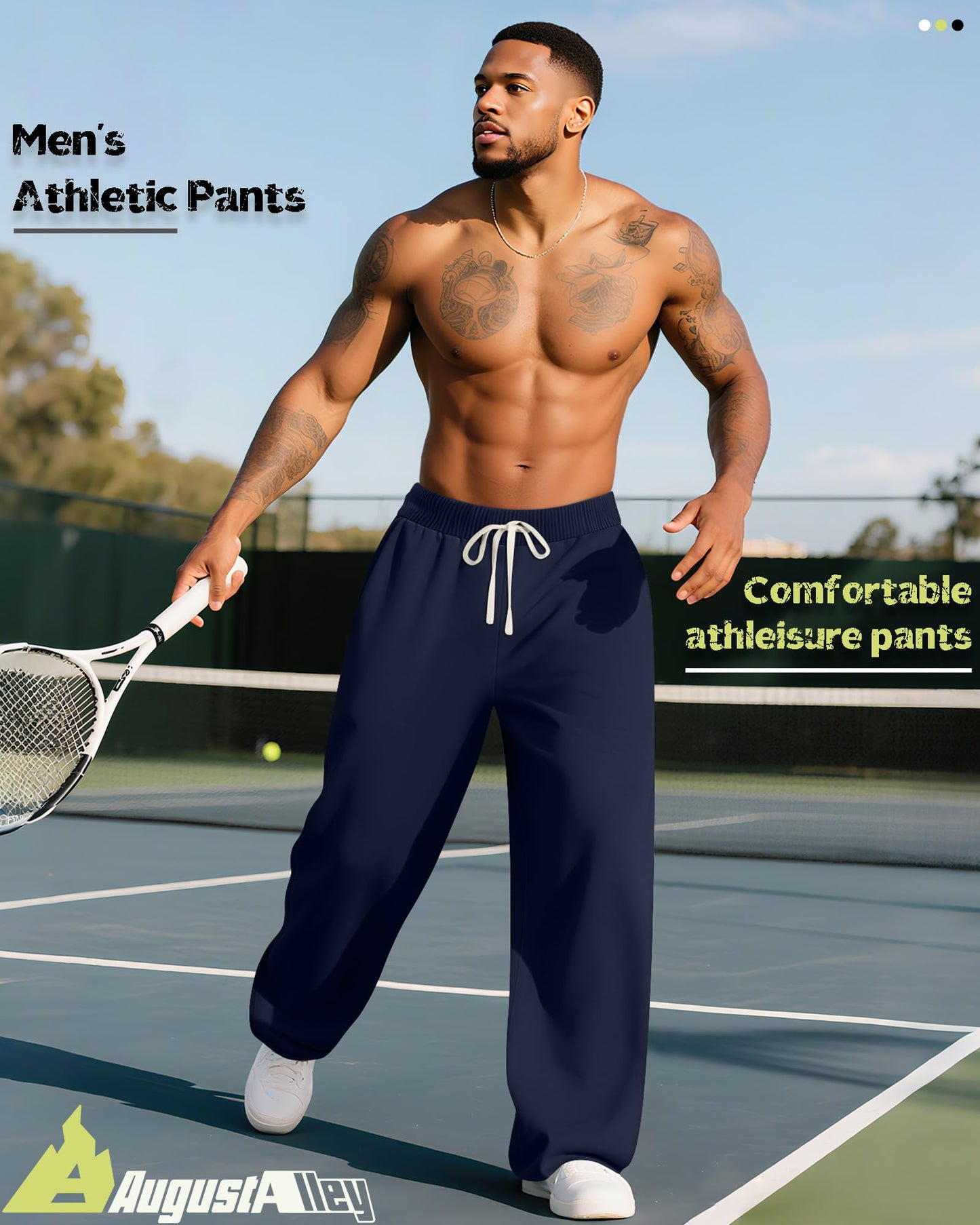 3 Pack Big and Tall Men's Sweatpants Open Bottom Athletic Pants Drawstring Elastic Waist with Pockets