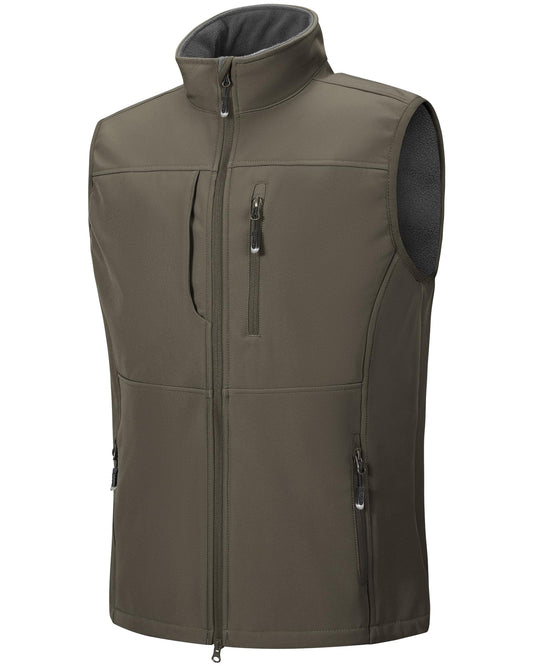 33,000ft Men's Lightweight Softshell Vest Outerwear Zip Up Fleece Lined Windproof Sleeveless Jacket for Golf Running Hiking