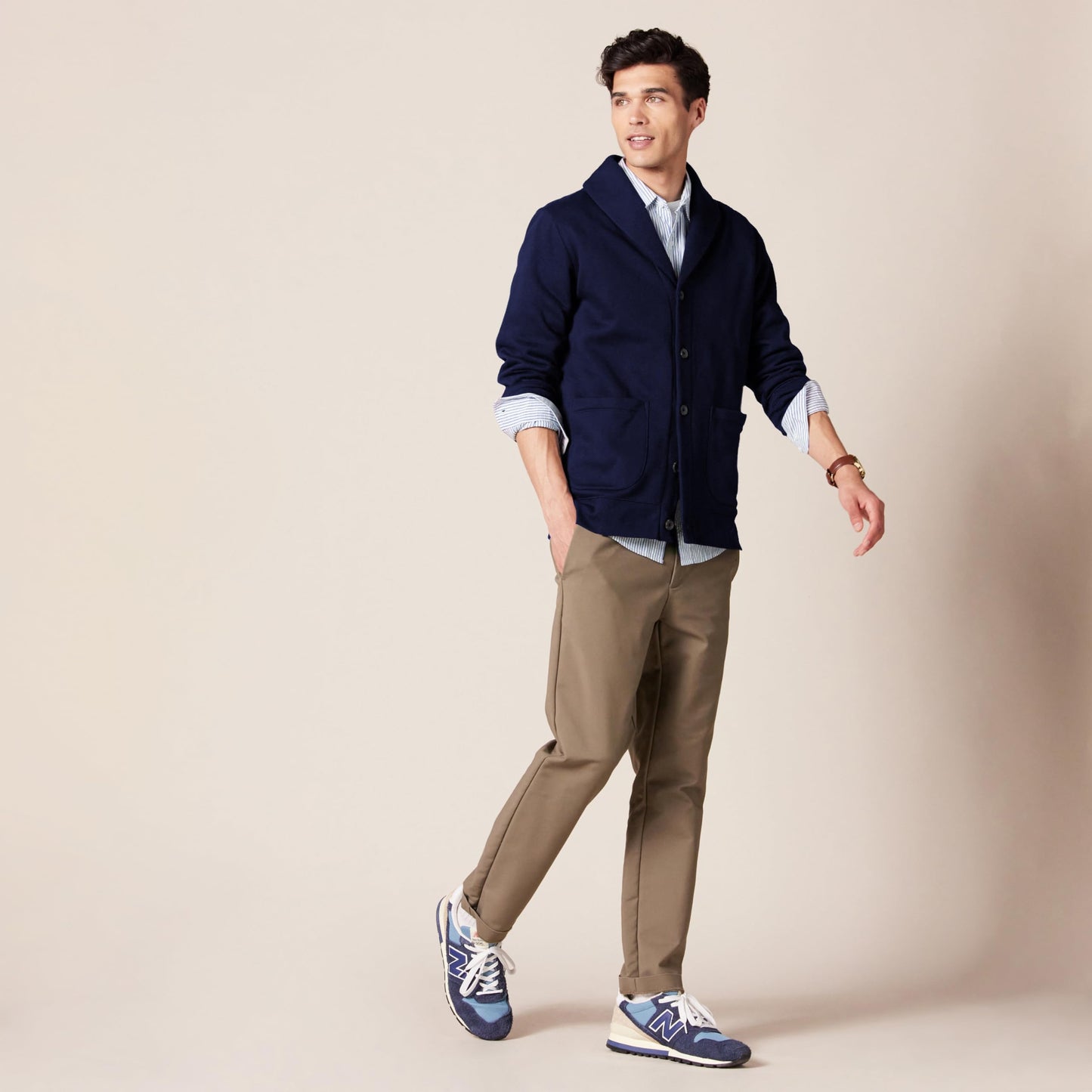 Amazon Essentials Men's Long-Sleeve Fleece Shawl-Collar Cardigan