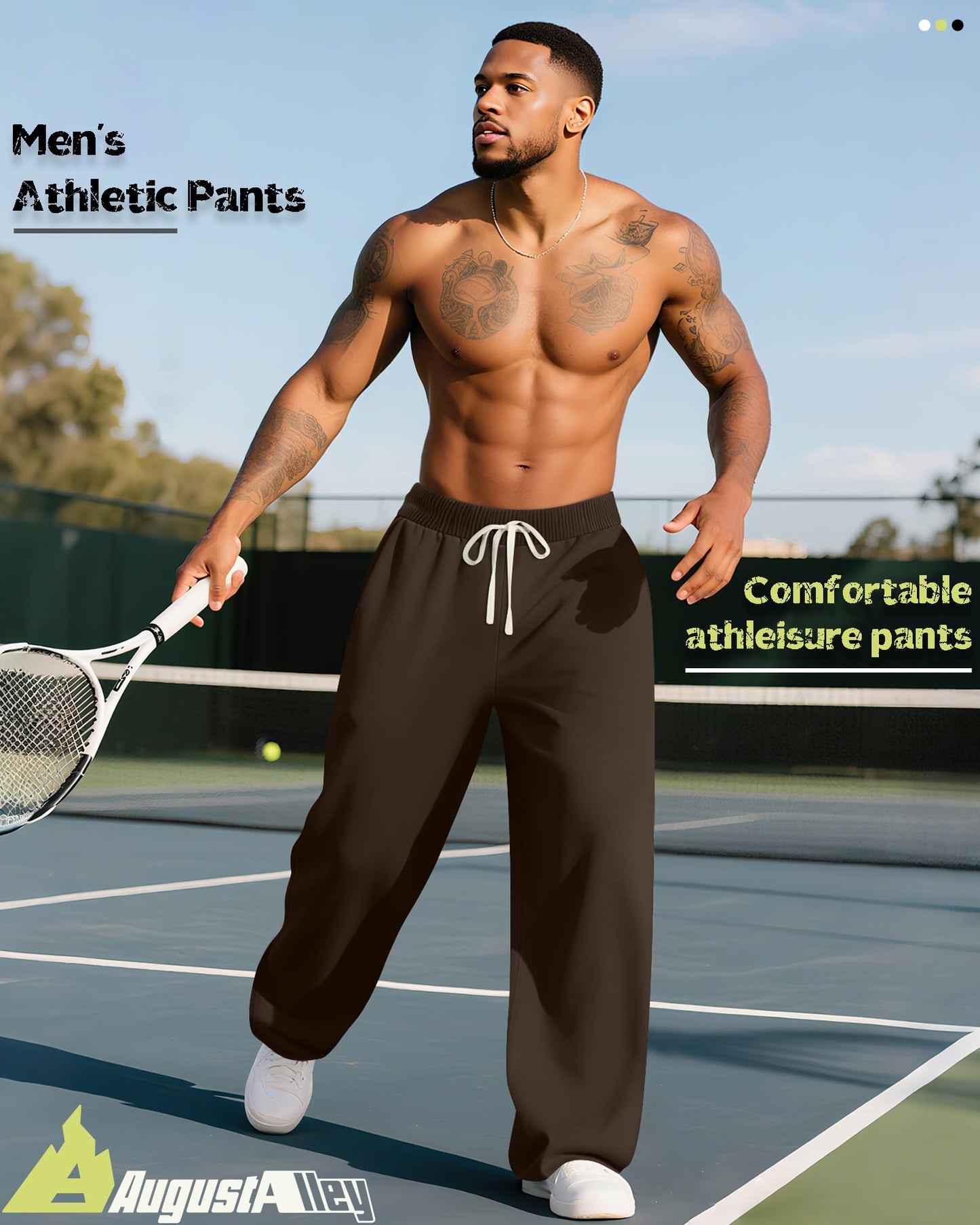 3 Pack Big and Tall Men's Sweatpants Open Bottom Athletic Pants Drawstring Elastic Waist with Pockets