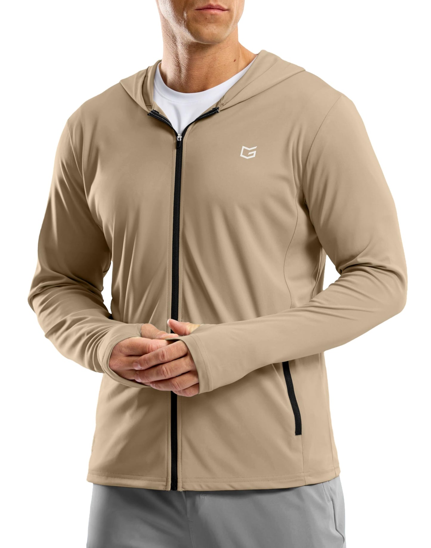 G Gradual Men's UPF 50+ Sun Protection Hoodie Jacket Lightweight Full Zip Hoodies Long Sleeve Shirts for Men Hiking Fishing