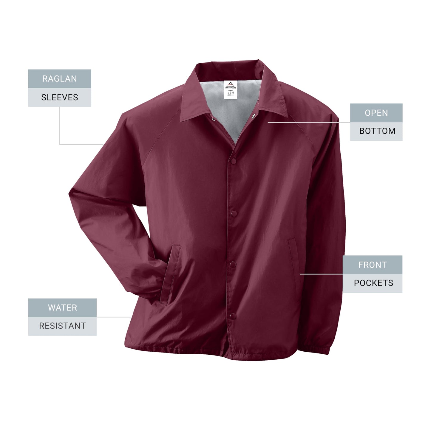 Augusta Sportswear Nylon Coach's Jacket/Lined - Rain-Ready, Water-Resistant Outerwear for Coaches & Outdoor Activities