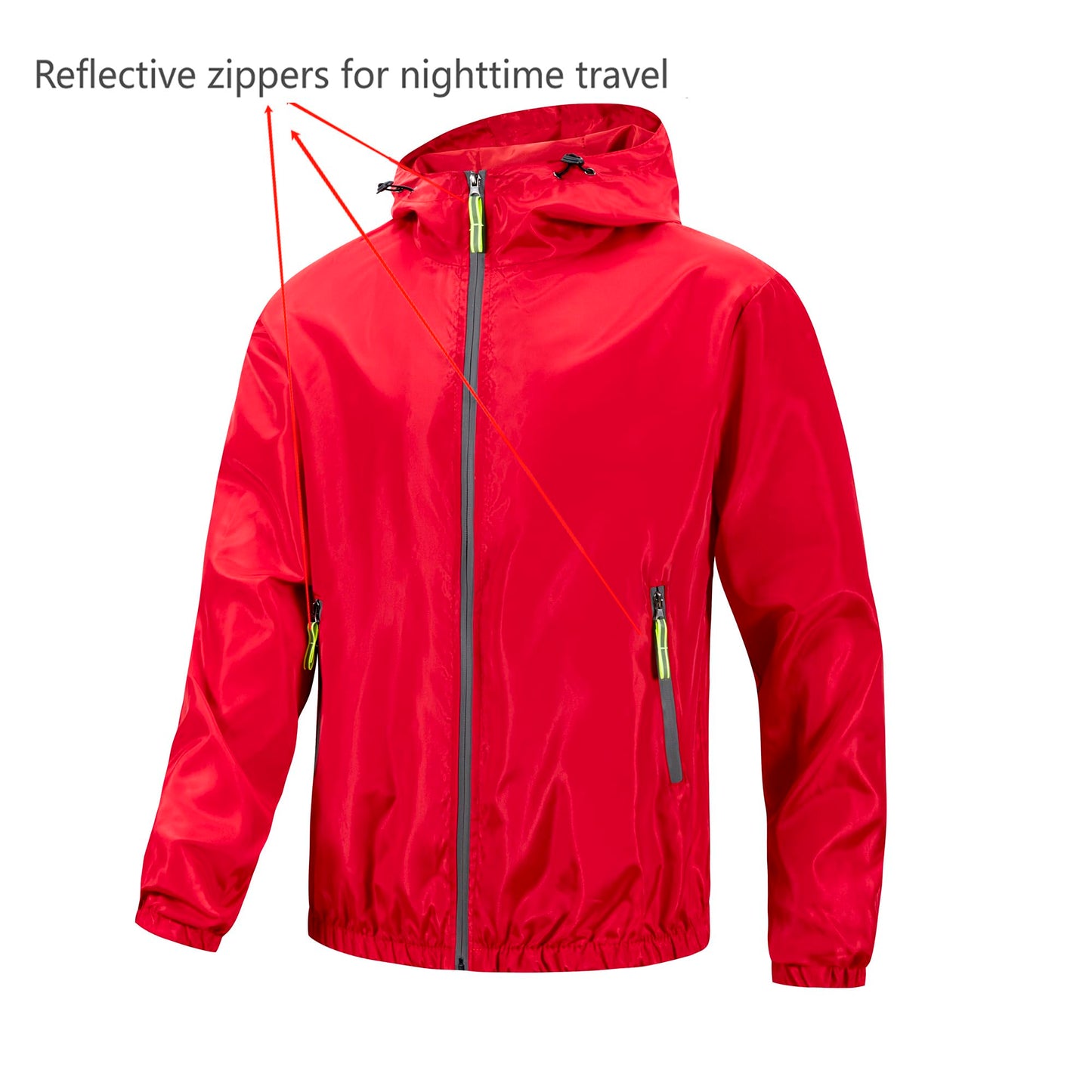 Mens Windbreaker Jackets Lightweight Hooded Zippered Jackets for Men Hiking Cycling Sportswear