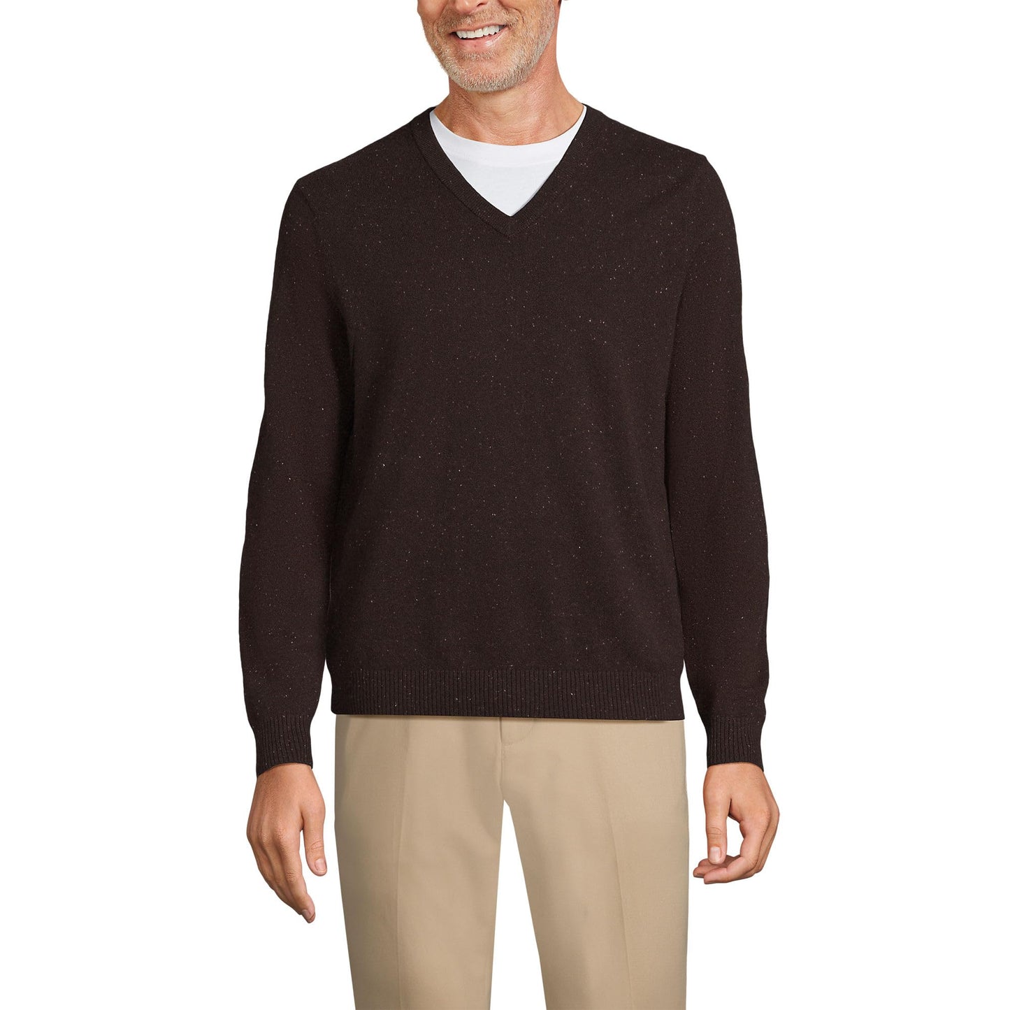 Lands' End Men's Fine Gauge Cashmere V-Neck Sweater
