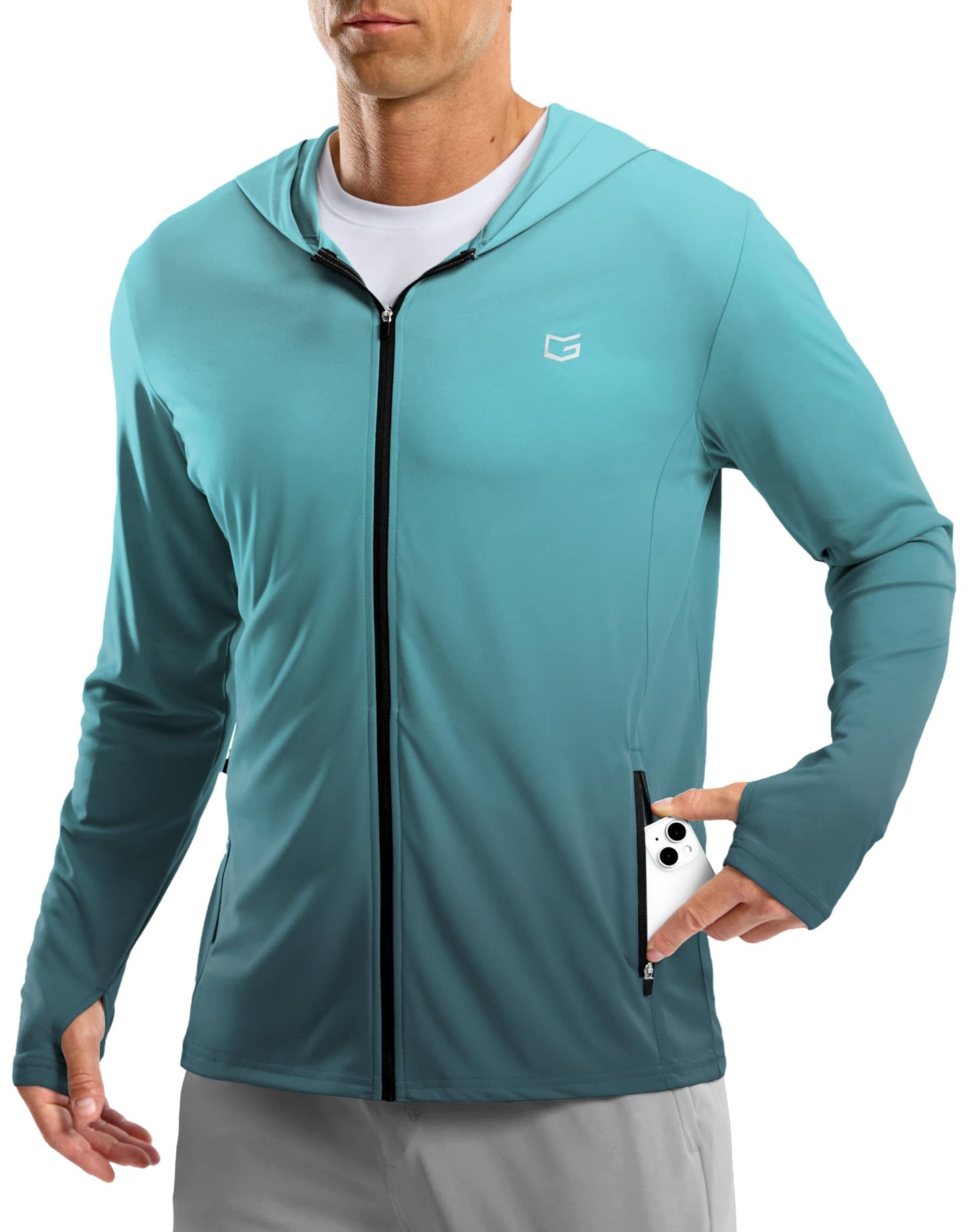 G Gradual Men's UPF 50+ Sun Protection Hoodie Jacket Lightweight Full Zip Hoodies Long Sleeve Shirts for Men Hiking Fishing