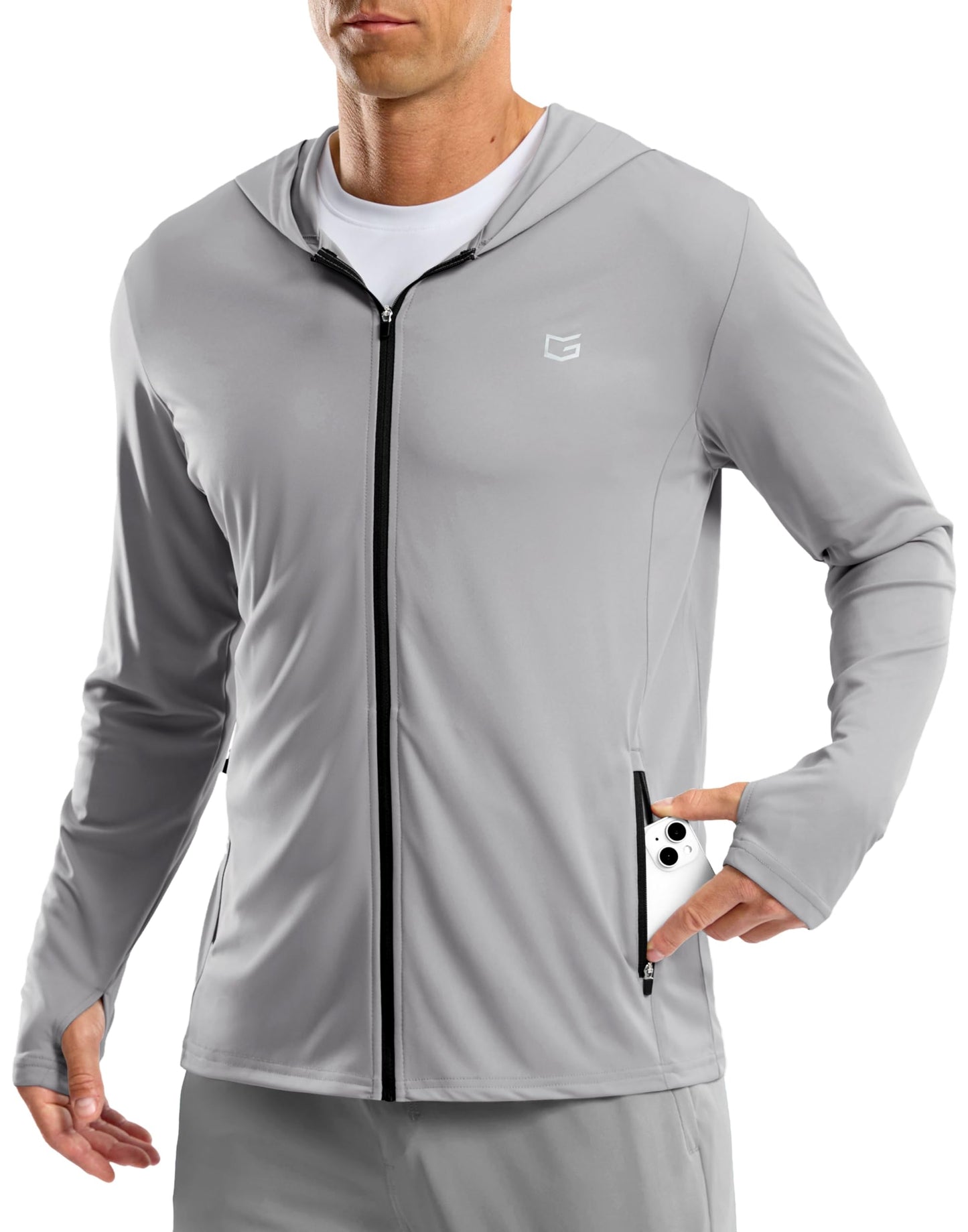 G Gradual Men's UPF 50+ Sun Protection Hoodie Jacket Lightweight Full Zip Hoodies Long Sleeve Shirts for Men Hiking Fishing