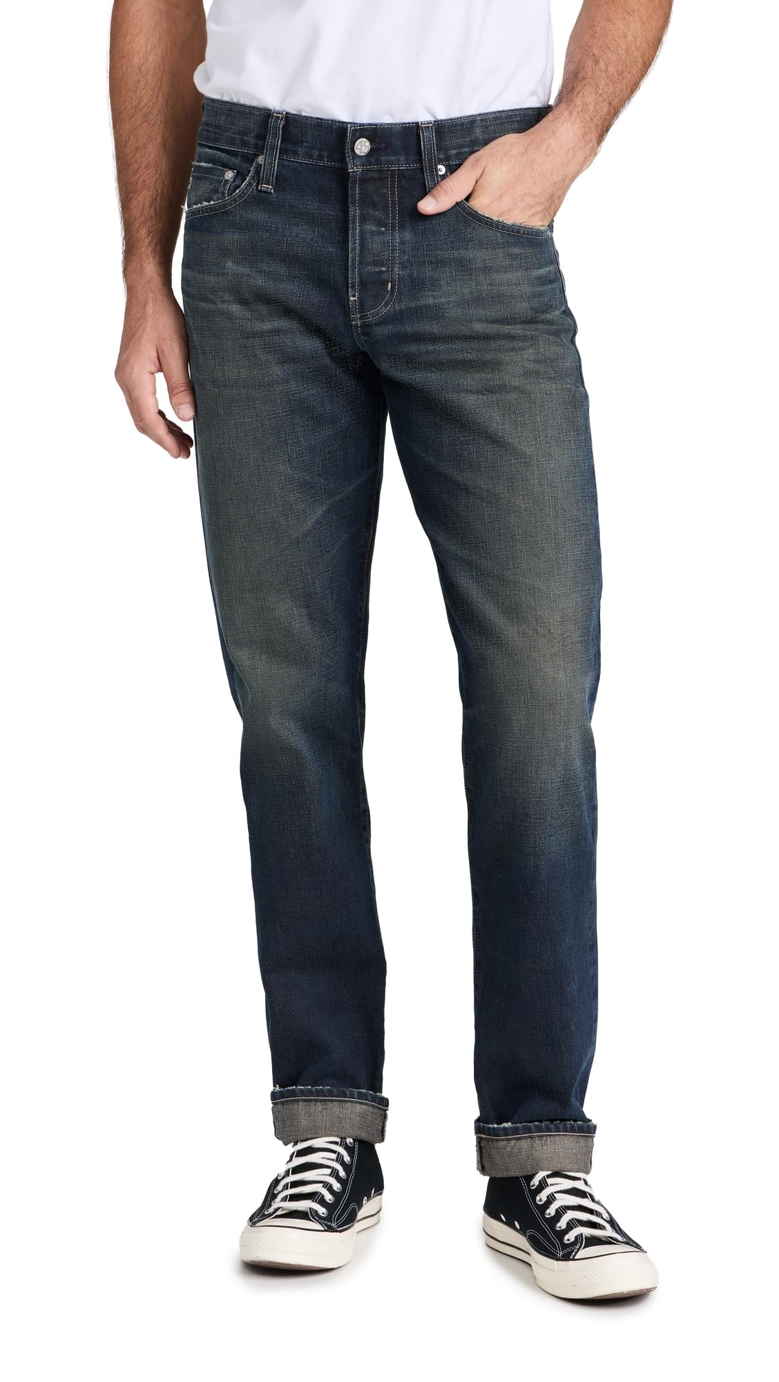 AG Adriano Goldschmied Men's Exclusive Kace Modern Straight Selvedge Jeans 34.25"
