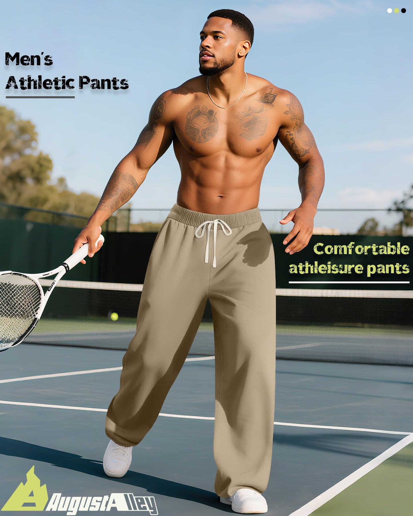 3 Pack Big and Tall Men's Sweatpants Open Bottom Athletic Pants Drawstring Elastic Waist with Pockets