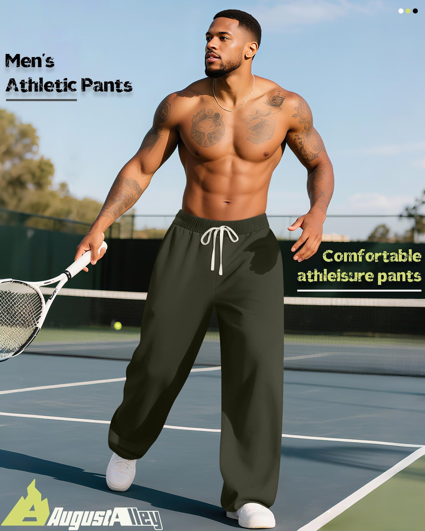 3 Pack Big and Tall Men's Sweatpants Open Bottom Athletic Pants Drawstring Elastic Waist with Pockets