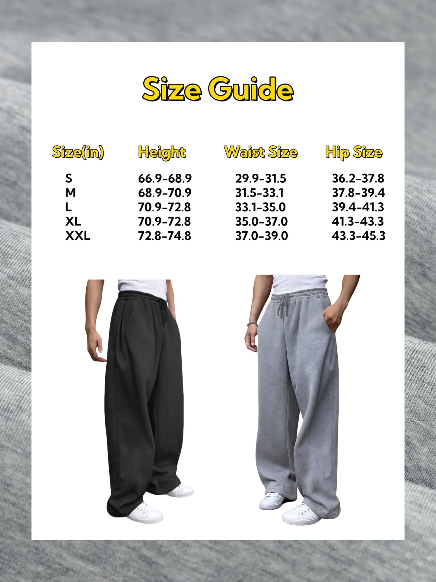 Men’s Baggy Sweatpants Wide Leg with Elastic Drawstring Waist, Casual Loose Lounge Joggers with Deep Pockets Fleece Comfort