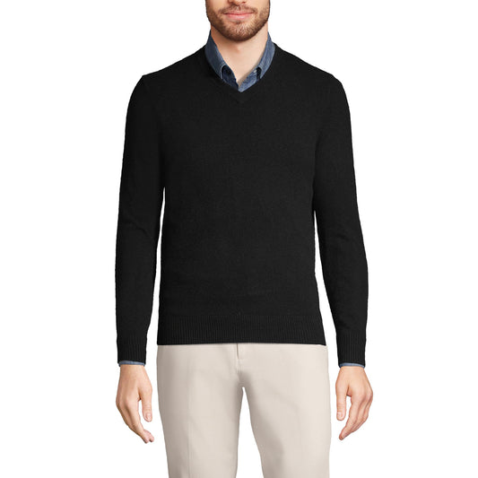 Lands' End Men's Fine Gauge Cashmere V-Neck Sweater