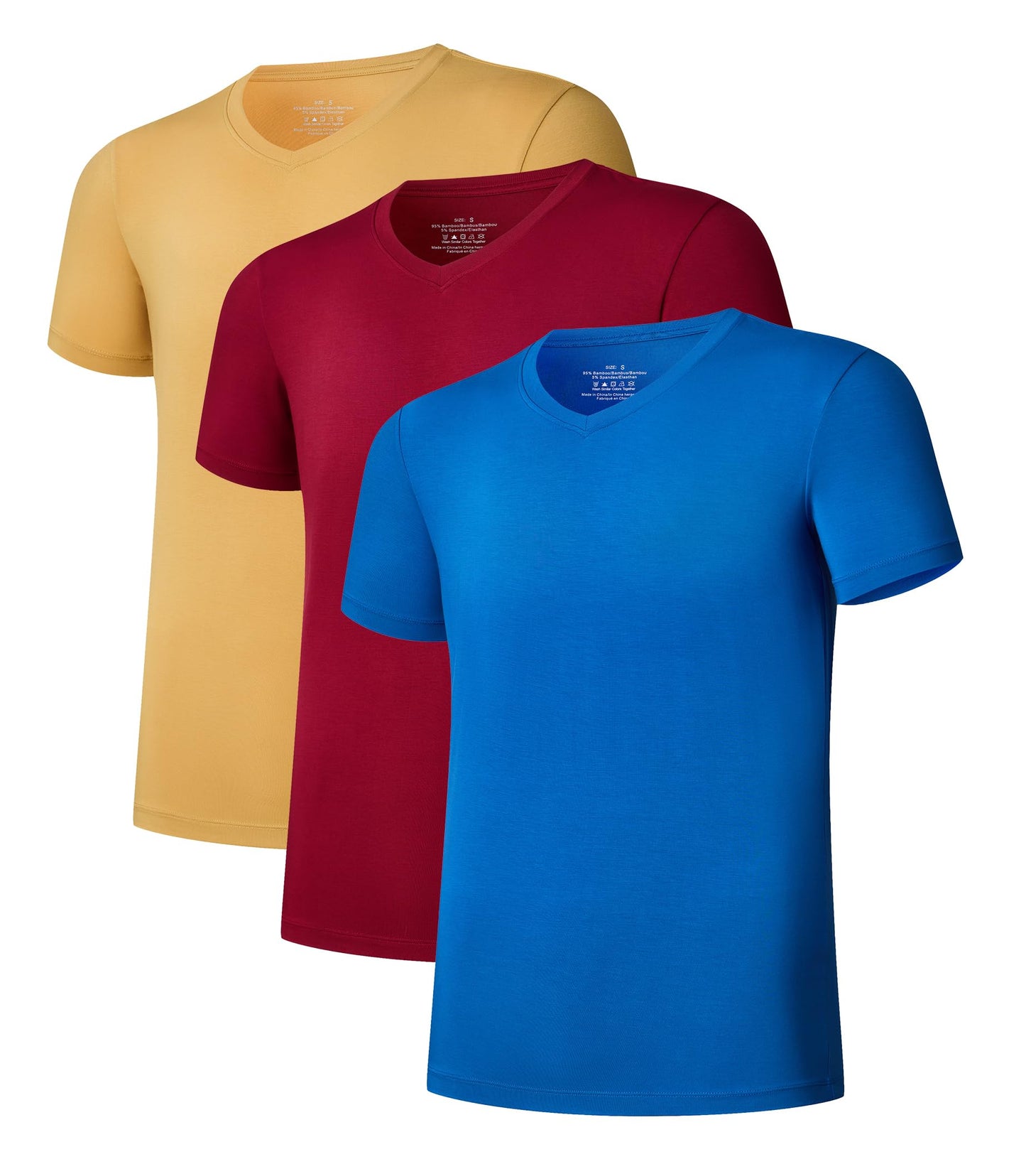 COLORFULLEAF Men's Undershirts Bamboo Rayon Short Sleeve Crewneck/V-Neck Tees Slim-fit T-Shirts 3 or 5 Pack