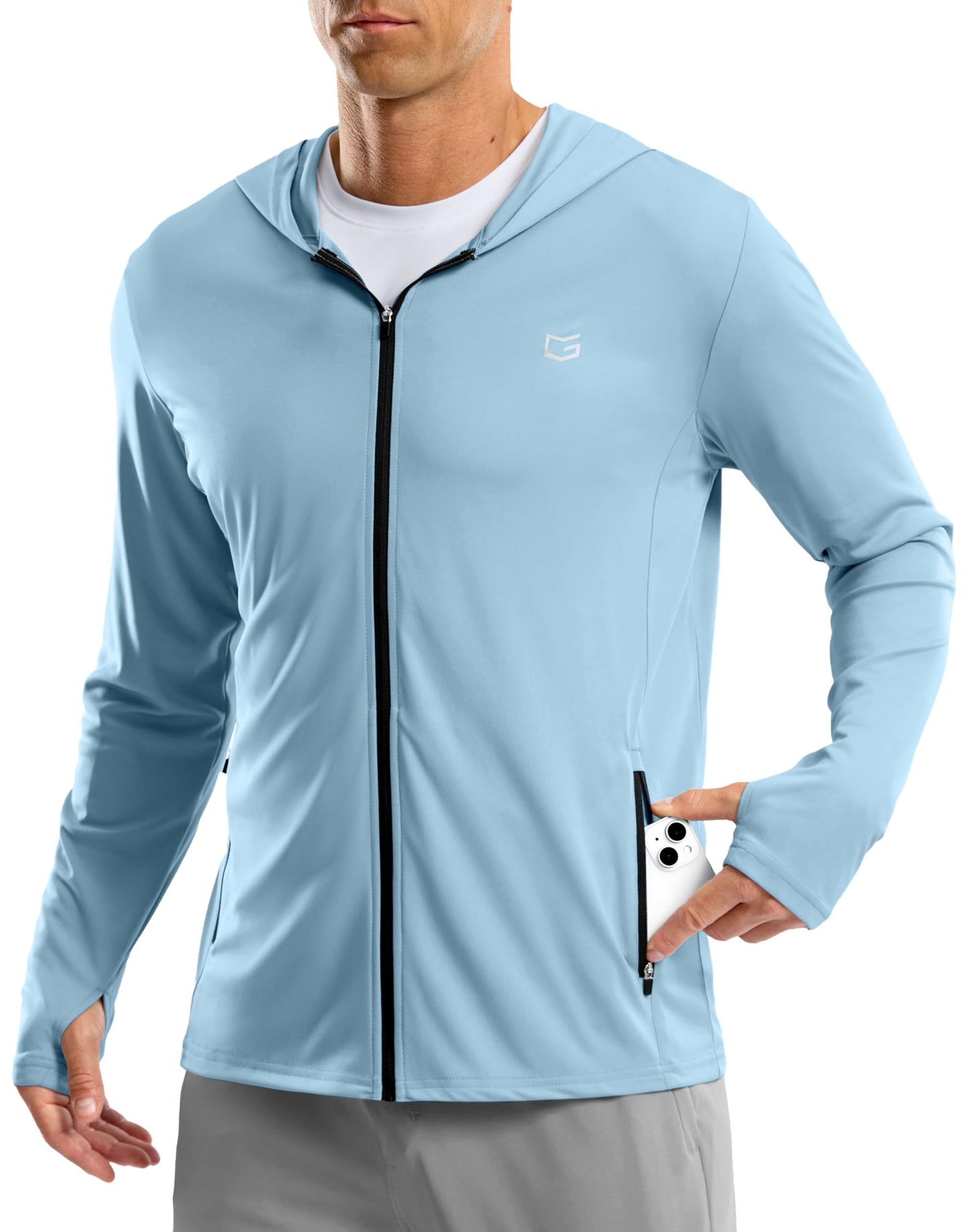 G Gradual Men's UPF 50+ Sun Protection Hoodie Jacket Lightweight Full Zip Hoodies Long Sleeve Shirts for Men Hiking Fishing