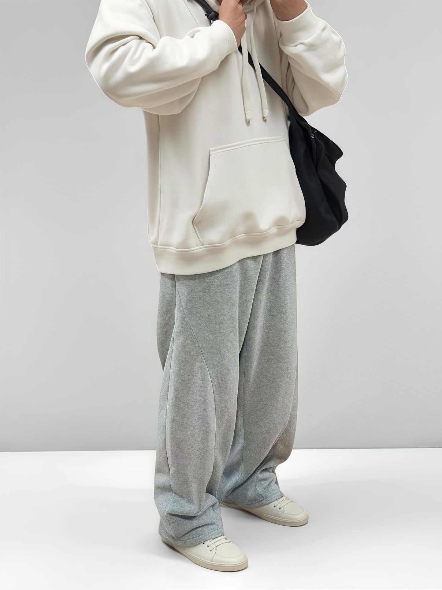 Men’s Baggy Sweatpants with Elastic Drawstring Waist, Wide-Leg Casual Loose Cotton Joggers with Deep Pockets
