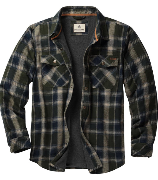 Legendary Whitetails Men's Thermal Lined Shirt Jacket Plaid Flannel Polyfill Insulated
