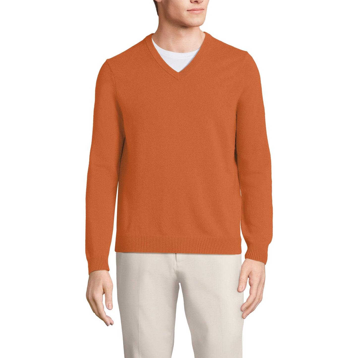 Lands' End Men's Fine Gauge Cashmere V-Neck Sweater