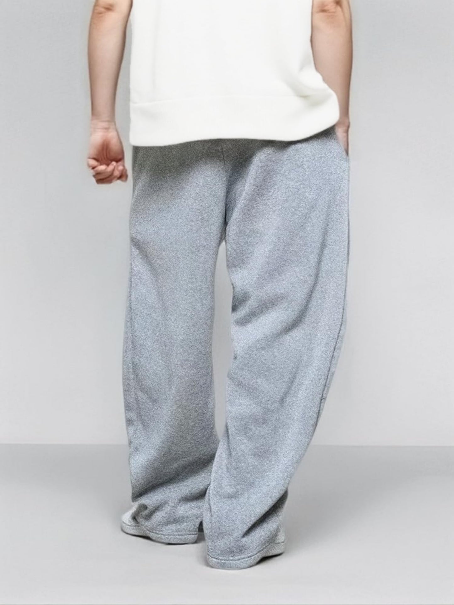 Men’s Baggy Sweatpants with Elastic Drawstring Waist, Wide-Leg Casual Loose Cotton Joggers with Deep Pockets