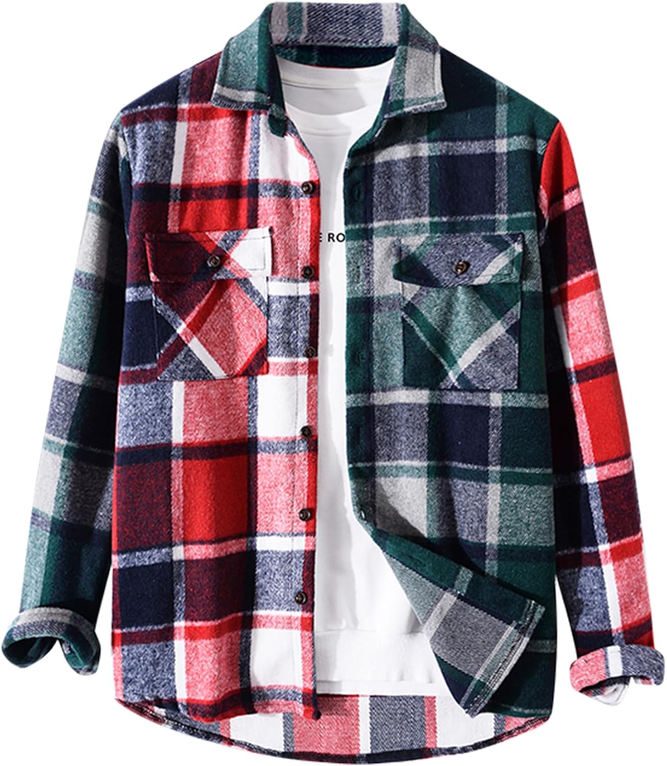 ZAFUL Mens Plaid Shirt,Long Sleeves,Classic Flannel Shirt Button Down Shirt Jacket Tops